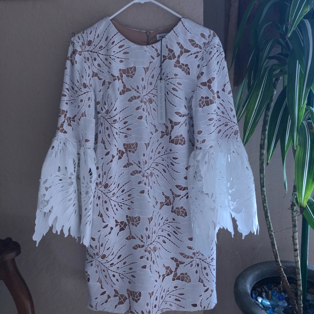 Dress the Population Eyelet long sleeve mini dress